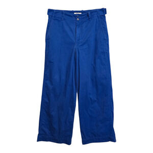 Madewell Button Tab Wide Leg Pants Womens  6 Blue High Rise Modern Minimalist